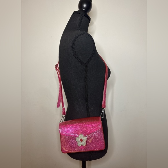 Handbags - Y2K Pink Glitter Shoulder Bag Flower Clasp 2000s Bratz Polly Pocket Purse